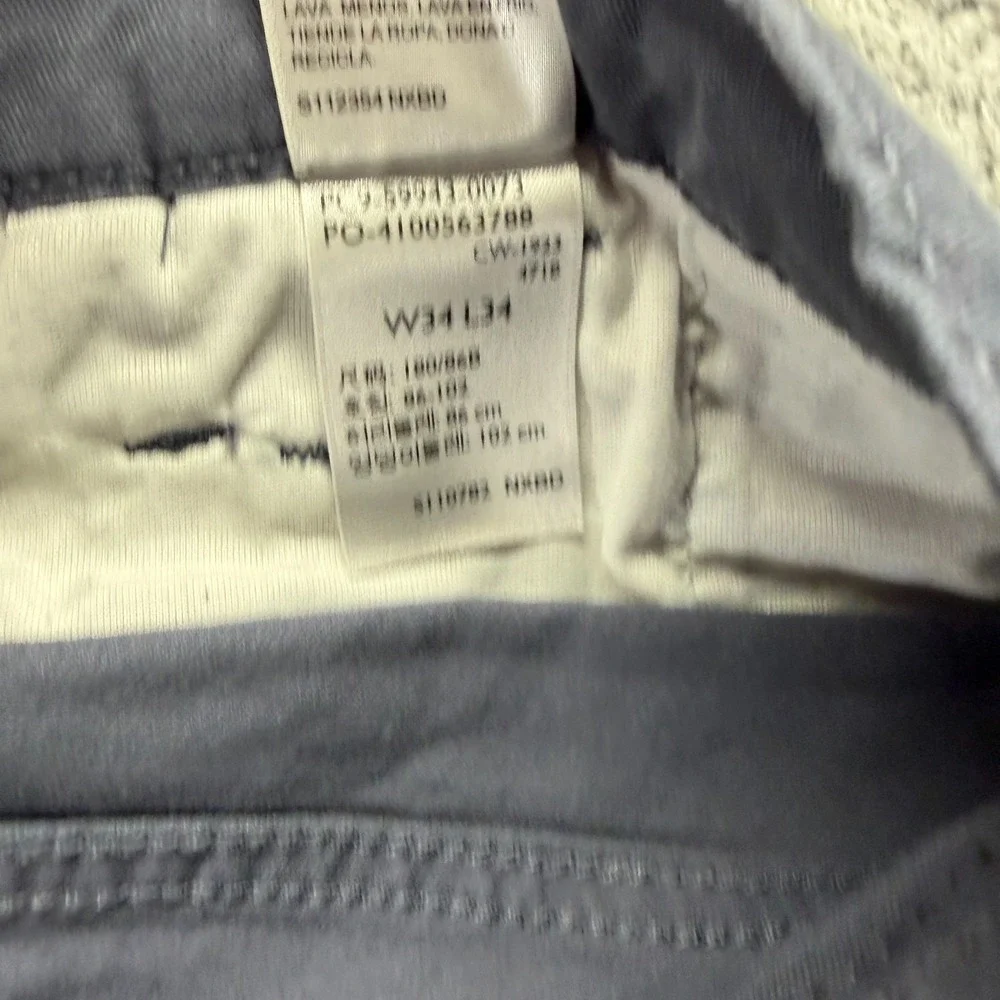 Signature by Levi Pant Mens 34x34 Blue Cotton Chino Straight Preppy Business